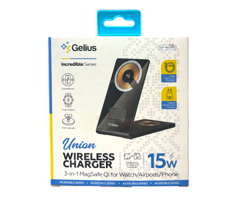 Wireless charger GELIUS 3in1 15W Incredible Union GP-WC010 Black