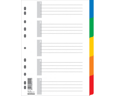 Index-the digital divider A4 5-POS., color., with the letter of the description