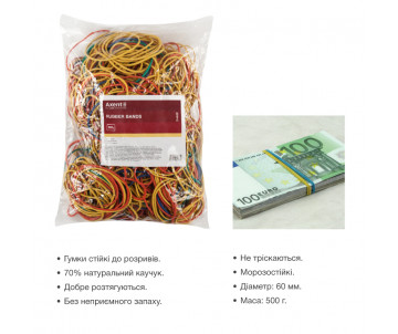 Colored rubber bands for money 500 g 984