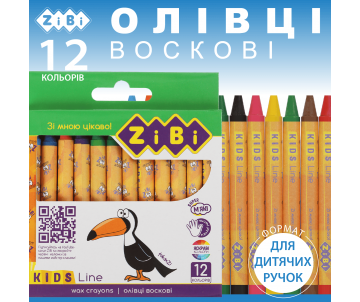 Карандаши восковые 12 цветов Zibi