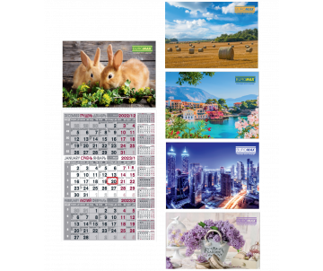 Календар настінний квартальний на 2018 рік 1 пружина