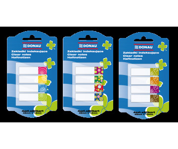 Bookmarks are plastic with adhesive 4 colors 20 sheets 45х12мм, transparent