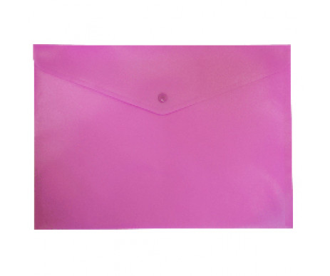 Папка-конверт А4 на кнопке полупрозрачная розовый