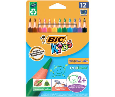 Карандаши цветные 12шт Еволюшн BIC