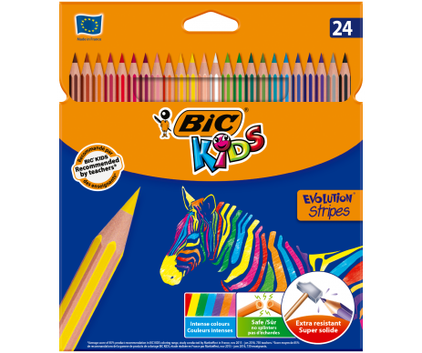 Карандаши цветные 24шт Страйпс BIC