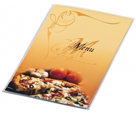 Папка МЕНЮ PIZZA А4 PVC, три стороны, прозрачная