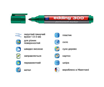 Маркер Permanent e-300 зелений 2329