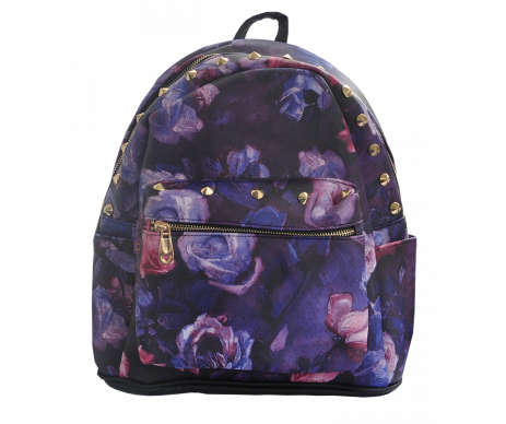 Simple backpack PURPLE ROSES
