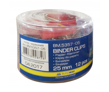Binder 25mm 12pcs tube red BM.5357-05