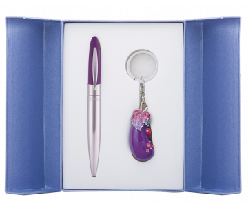 Набір подарунковий Aubergine ручка кулькова та брелок фіолетовий