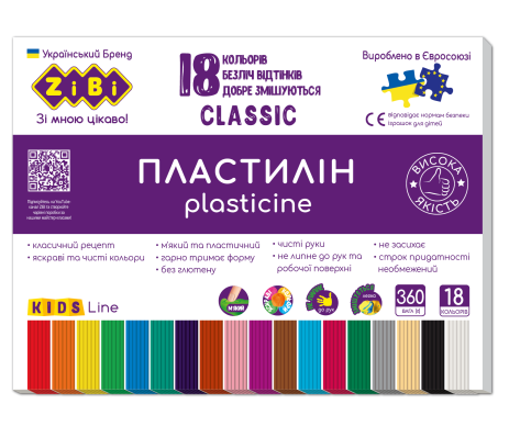 Plasticine CLASSIC 18 pieces 360g ZB 6235