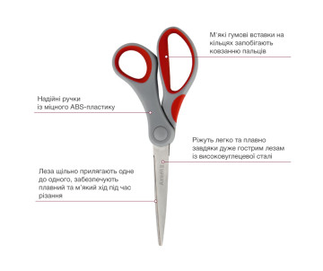 Ножницы Duoton 18 см серо-красные 2691