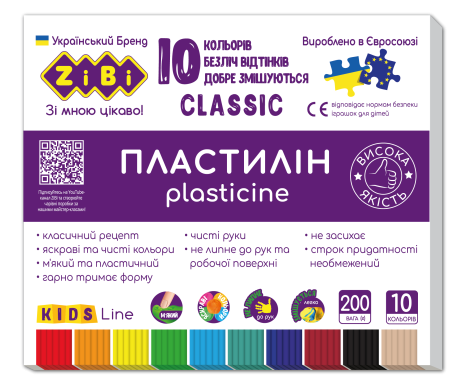 Plasticine CLASSIC 10 pieces 200g ZB 6232