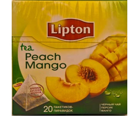 Чай Липтон пирамидки черный персик и манго