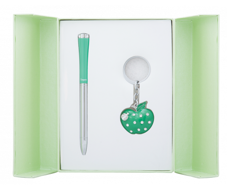 Набір подарунковий Apple ручка кулькова та брелок зелений