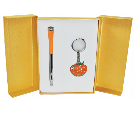 Apple gift set pen and keychain orange