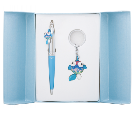 Goldfish gift set pen and keychain blue