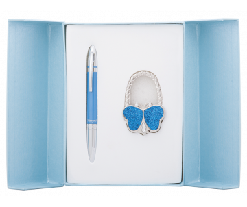 Набір подарунковий "Lightness" ручка кулькова та гачок для сумки синій