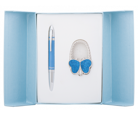 Набор подарочный  Lightness ручка шариковая и крючок для сумки синий