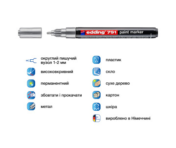 Маркер Paint 1-2 мм круглий срібний 2285