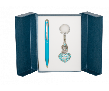 Набор подарочный Corona ручка шариковая и брелок синий