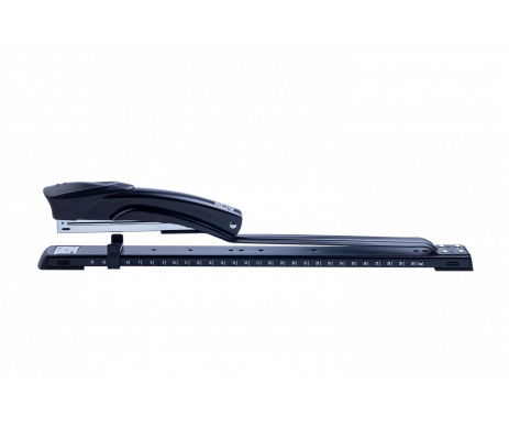 A stapler 24, 26 to 20 sheets elongated 