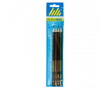 Набір олівців графітових HB BOSS ассорті без ластику 4 шт Buromax