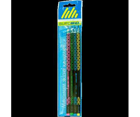 Набір олівців графітових HB ESTILO ассорті з ластиком 4 шт Buromax