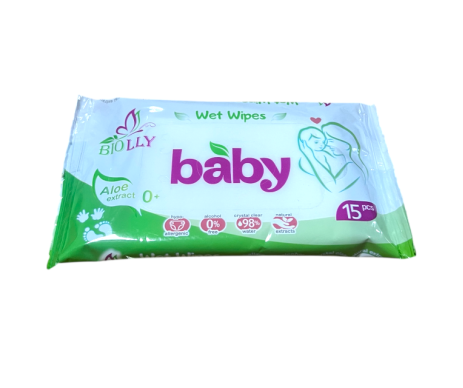 Wet pocket wipes 15 pcs. BIOLLY antibacterial