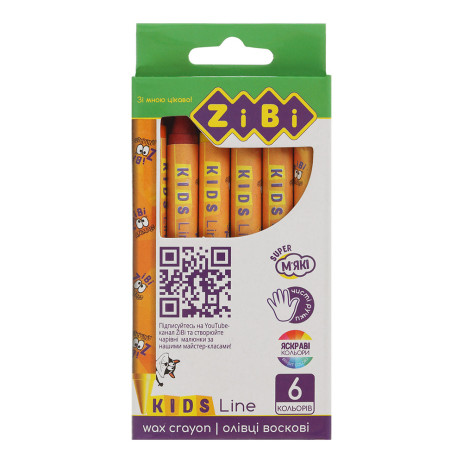 Wax crayons 6 colors Zibi,ZB.2480