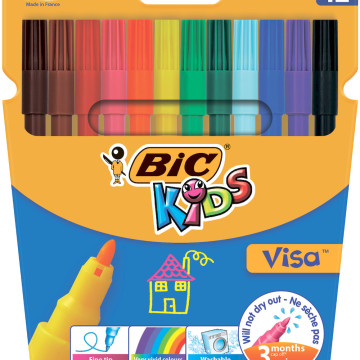 Фломастеры 12 цветов Kидс Виза 880 BIC 