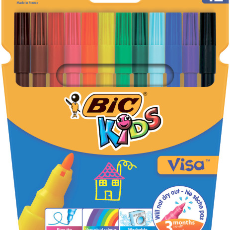 Фломастеры 12 цветов Kидс Виза 880 BIC,bc888695