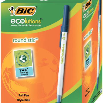 Ручка Round Stic Eco синя зі штрих-кодом