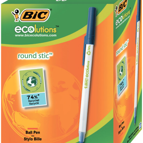 Ручка Round Stic Eco синя зі штрих-кодом,bc948727