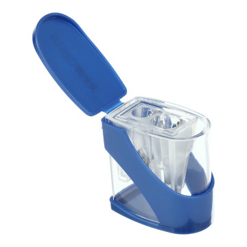 pencil sharpener 2 holes with a container