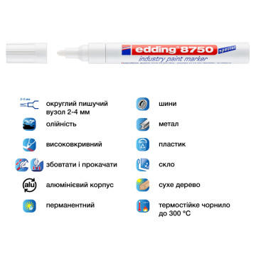 Marker Edding e-8750 2-4 mm white