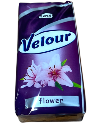 Носові хустинки VELOUR Квітка 1 шар 10 шт