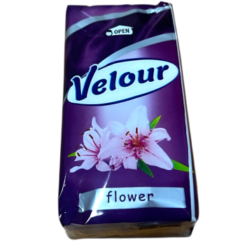 Платки носовые VELOUR Цветок 1 слой 10 шт