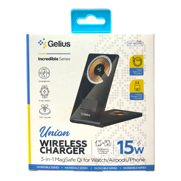 Бездротовий зарядний пристрій GELIUS 3in1 15W Incredible Union GP-WC010 Чорний