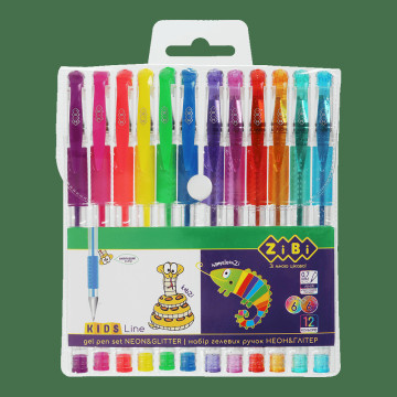 Набір з 12 гелевих ручок NEON+GLITTER