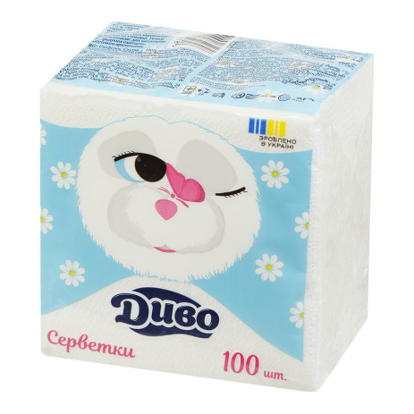 Салфетки белые Чудо, 100шт.,сп.дв24х25/100