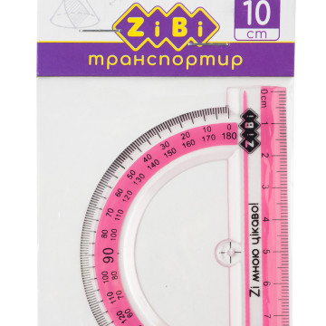 Транспортир 100 мм рожевий ZB 5640-10