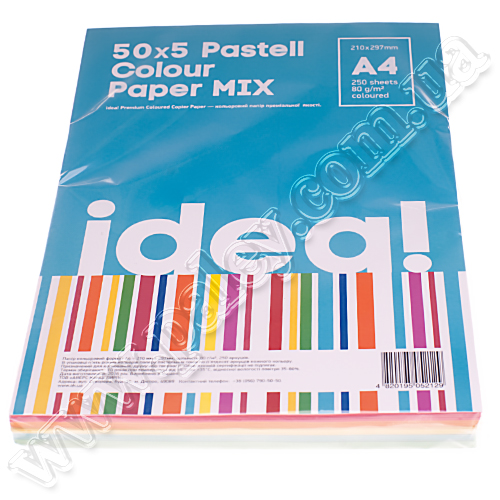 Набор цветной бумаги Mix Пастель А4 80 грамм 5 цветов 250 листов фото